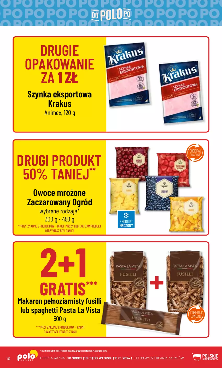 Gazetka promocyjna PoloMarket - Gazetka pomocyjna - ważna 10.01 do 16.01.2024 - strona 10 - produkty: Gra, Krakus, Makaron, Ogród, Owoce, Por, Spaghetti, Sport, Szynka