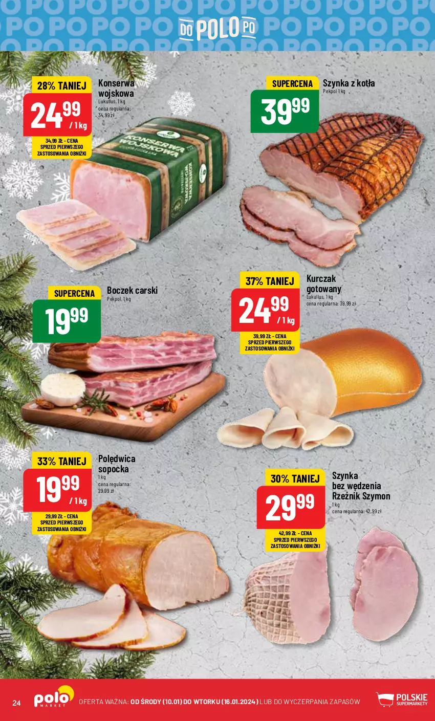 Gazetka promocyjna PoloMarket - Gazetka pomocyjna - ważna 10.01 do 16.01.2024 - strona 24 - produkty: Boczek, Cars, Kurczak, Kurczak gotowany, Pekpol, Polędwica, Ser, Szynka