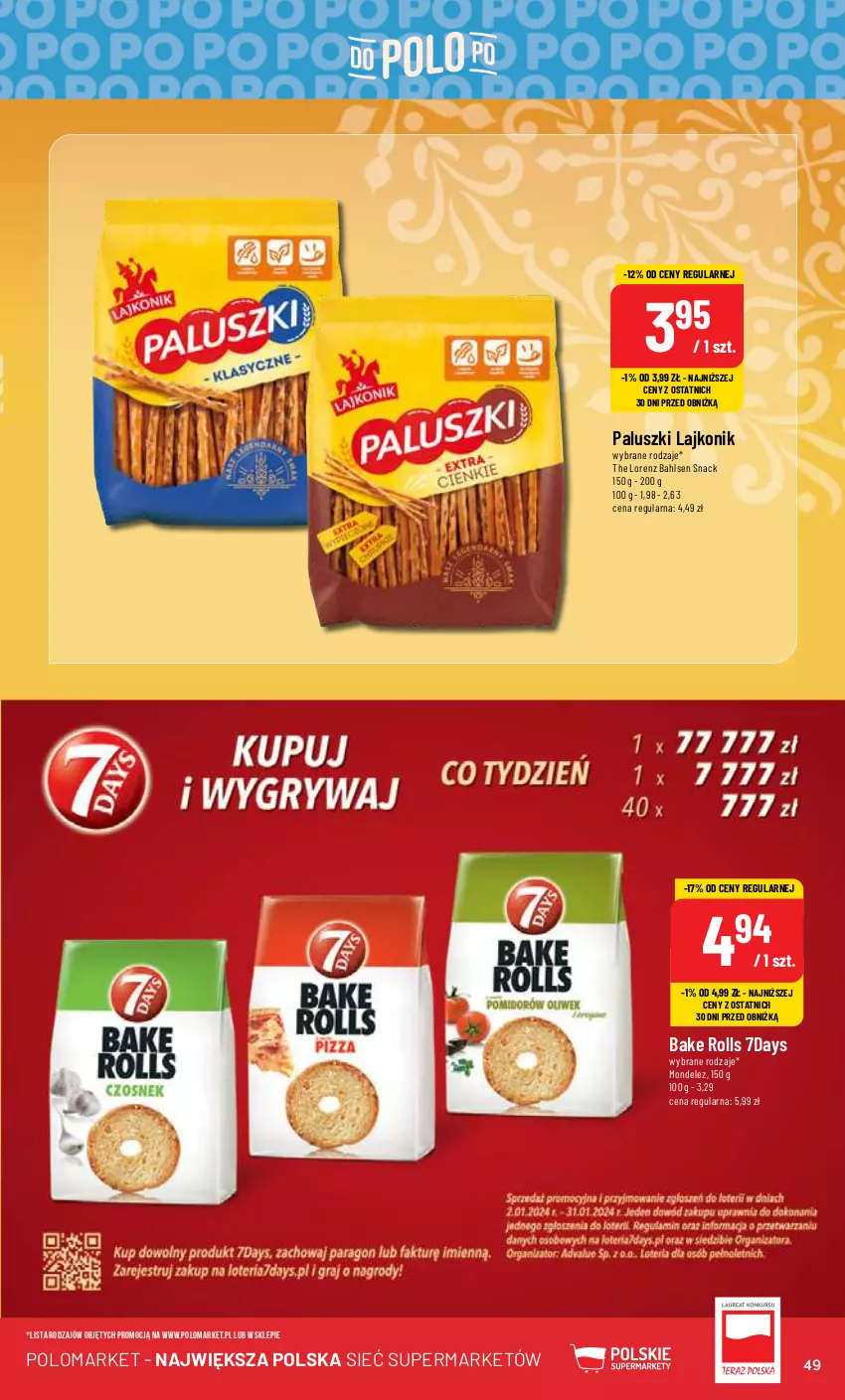 Gazetka promocyjna PoloMarket - Gazetka pomocyjna - ważna 10.01 do 16.01.2024 - strona 49 - produkty: Bake Rolls, Lajkonik, Lorenz