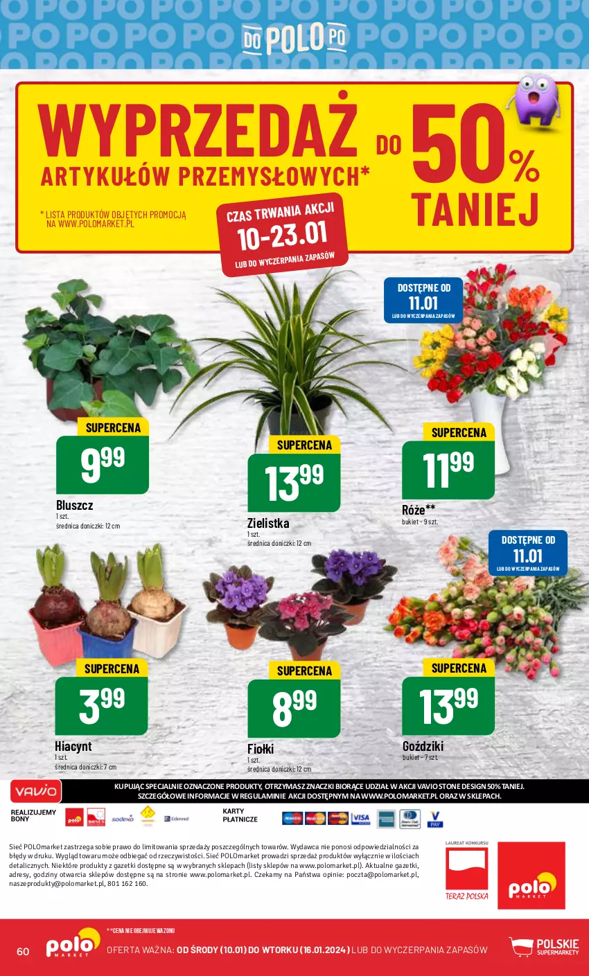 Gazetka promocyjna PoloMarket - Gazetka pomocyjna - ważna 10.01 do 16.01.2024 - strona 60 - produkty: Bukiet, Dres, Hiacynt, Wazon