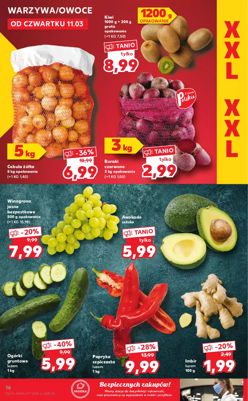 Gazetka promocyjna Kaufland - OFERTA TYGODNIA - ważna 11.03 do 17.03.2021 - strona 16 - produkty: BIC, Buraki, Cebula, Gra, Grunt, Imbir, Kiwi, Owoce, Papryka, Piec, Szpic, Warzywa, Wino, Winogrona