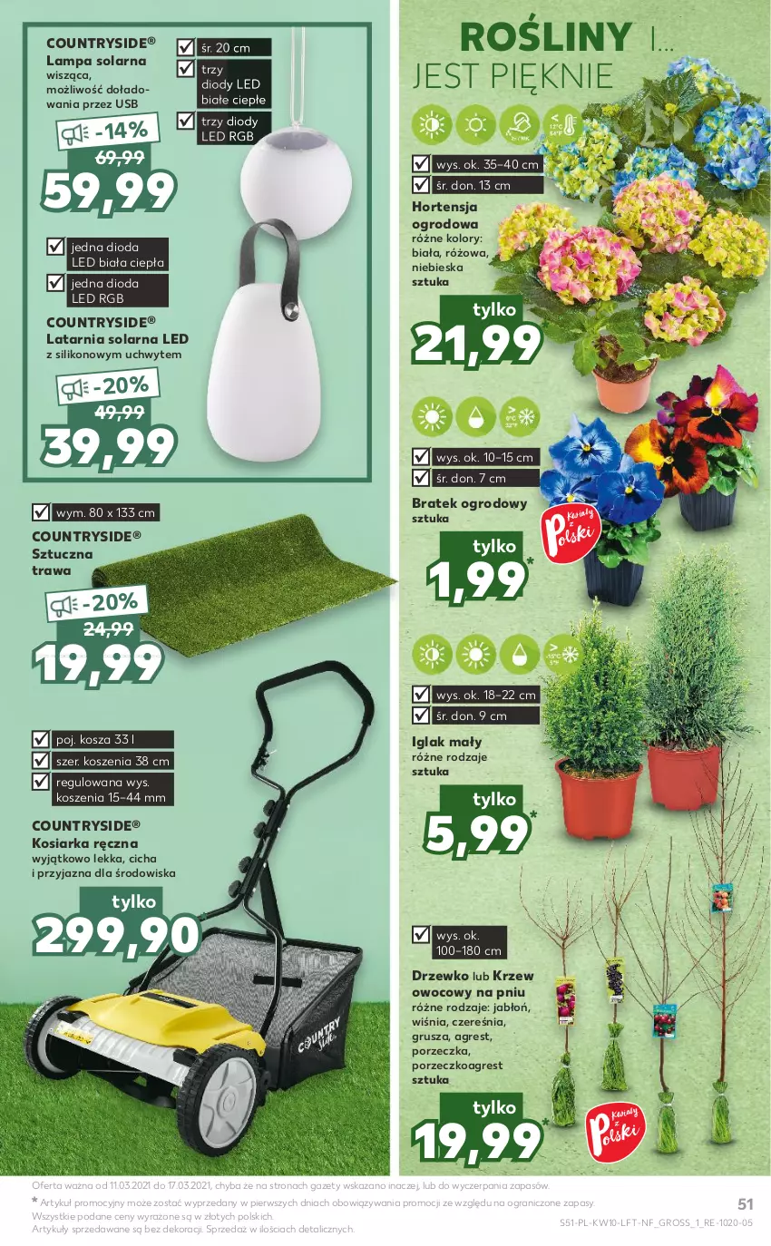 Gazetka promocyjna Kaufland - OFERTA TYGODNIA - ważna 11.03 do 17.03.2021 - strona 51 - produkty: Gra, Gres, Kosiarka, Kosz, Lampa, Latarnia, Por