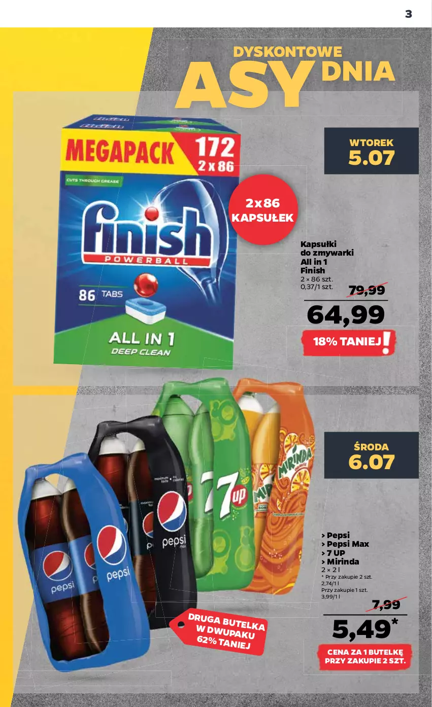 Gazetka promocyjna Netto - Artykuły spożywcze - ważna 04.07 do 09.07.2022 - strona 3 - produkty: Finish, Mirinda, Pepsi, Pepsi max, Zmywarki