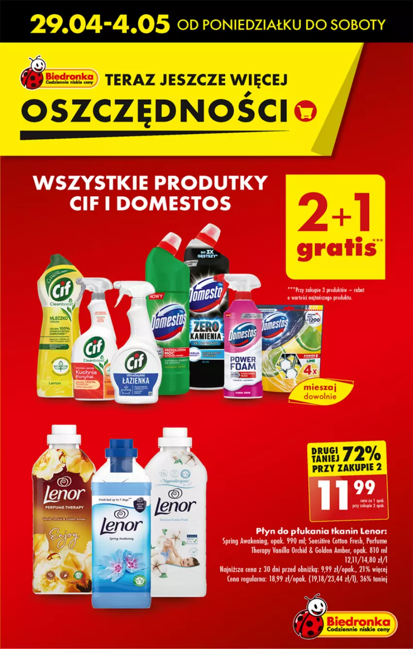 Gazetka promocyjna Biedronka - Od czwartku - ważna 02.05 do 08.05.2024 - strona 21 - produkty: Cif, Domestos, Lenor, Perfum, Płyn do płukania, Tera