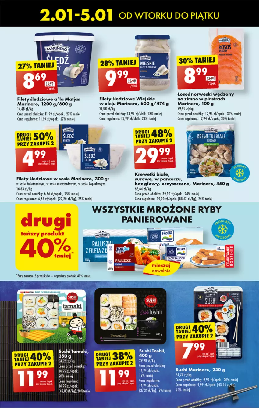 Gazetka promocyjna Biedronka - Od poniedzialku - ważna 08.01 do 13.01.2024 - strona 27 - produkty: Gra, Krewetki, Matjas, Mus, Olej, Sos, Sushi