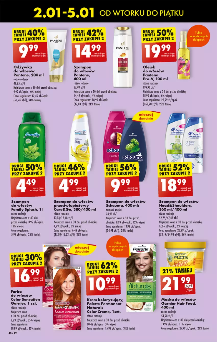 Gazetka promocyjna Biedronka - Od poniedzialku - ważna 08.01 do 13.01.2024 - strona 50 - produkty: Color Creme, Fa, Garnier, Gres, Maska, Maska do włosów, Odzywka do włosów, Olej, Palette, Pantene, Sati, Schauma, Szampon