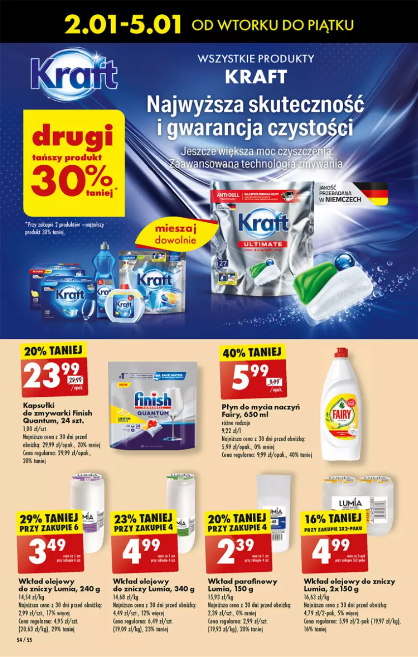 Gazetka promocyjna Biedronka - Od poniedzialku - ważna 08.01 do 13.01.2024 - strona 56 - produkty: Fa, Fairy, Finish, Olej, Płyn do mycia, Wkład olejowy, Zmywarki, Znicz