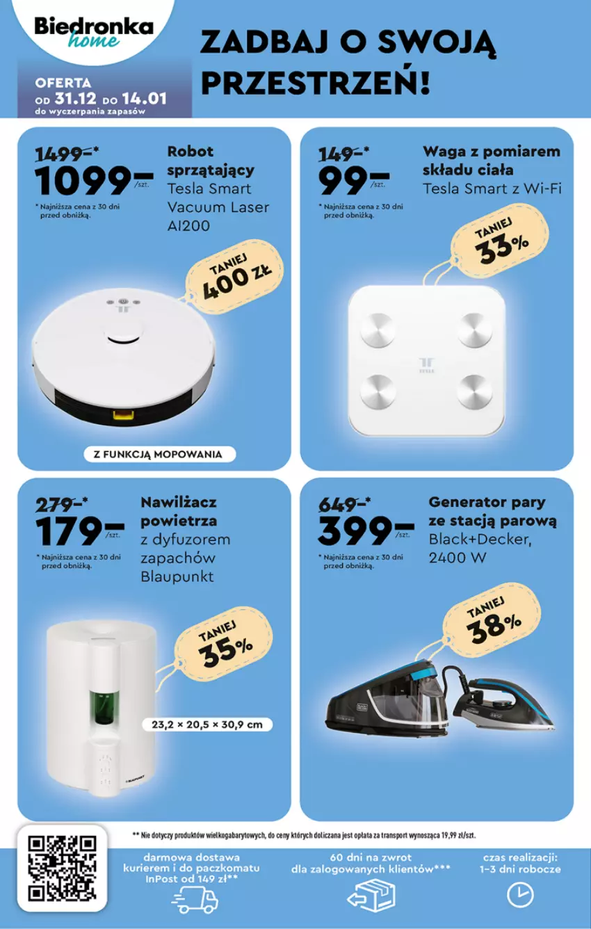 Gazetka promocyjna Biedronka - Od poniedzialku - ważna 08.01 do 13.01.2024 - strona 64 - produkty: Dron, Generator pary, Lack, Mop, Por, Robot, Ser, Sport, Tesla, Tran, Waga