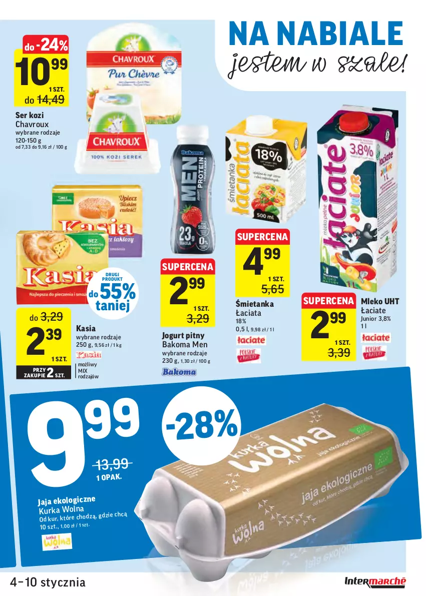 Gazetka promocyjna Intermarche - 4 Stycznia - ważna 04.01 do 10.01.2022 - strona 15 - produkty: Bakoma, Jaja, Jogurt, Jogurt pitny, Kasia, Mleko, Ser, Ser kozi, Szal