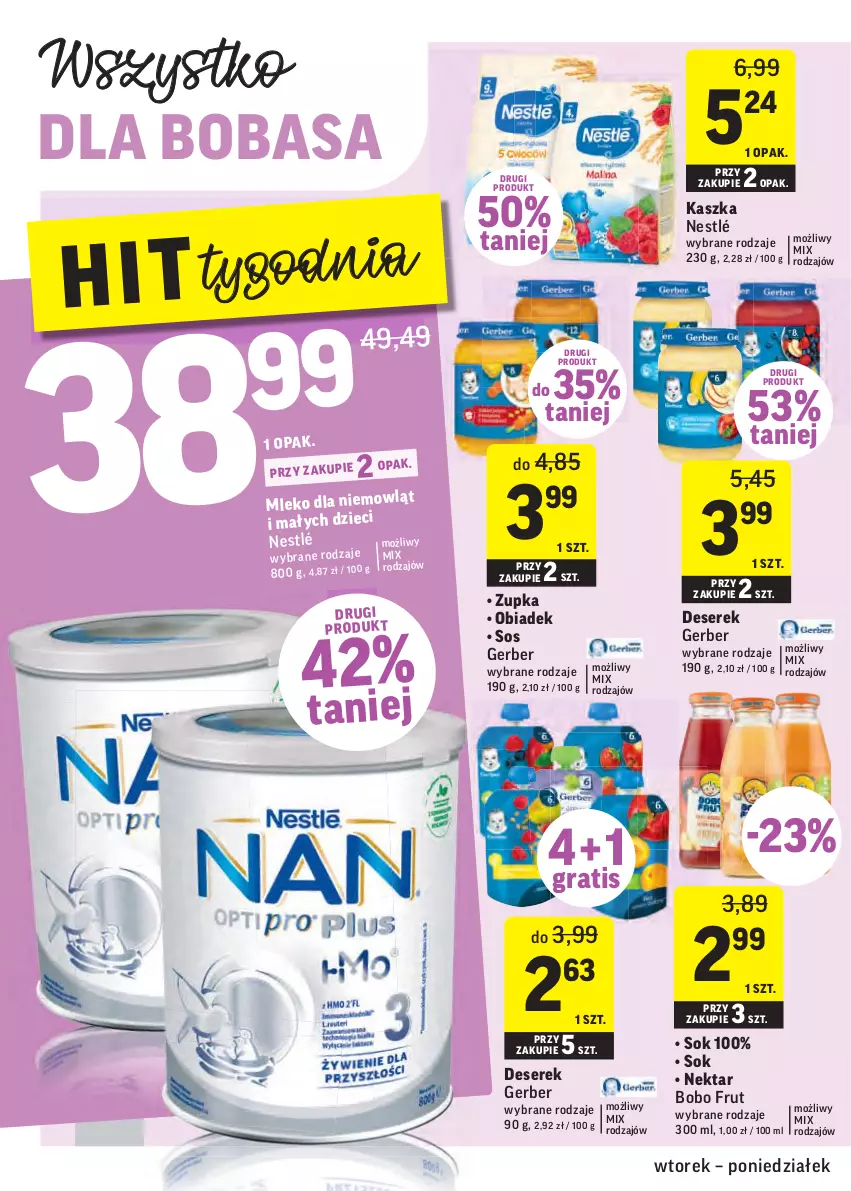 Gazetka promocyjna Intermarche - 4 Stycznia - ważna 04.01 do 10.01.2022 - strona 22 - produkty: Deser, Dzieci, Gerber, Gra, Mleko, Nektar, Nestlé, Ser, Serek, Sok, Sos