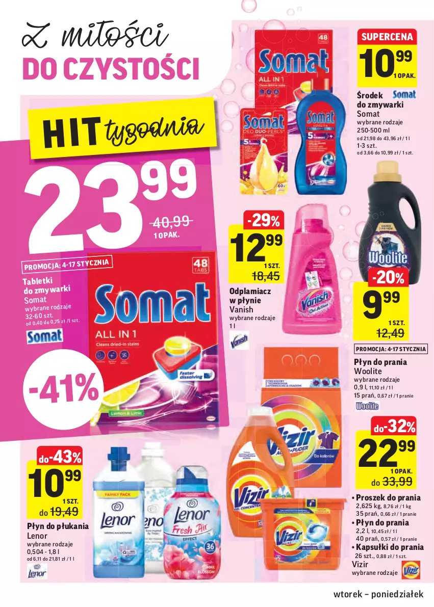 Gazetka promocyjna Intermarche - 4 Stycznia - ważna 04.01 do 10.01.2022 - strona 26 - produkty: Kapsułki do prania, Lenor, Odplamiacz, Płyn do płukania, Płyn do prania, Proszek do prania, Somat, Tablet, Tabletki do zmywarki, Vanish, Vizir, Woolite, Zmywarki