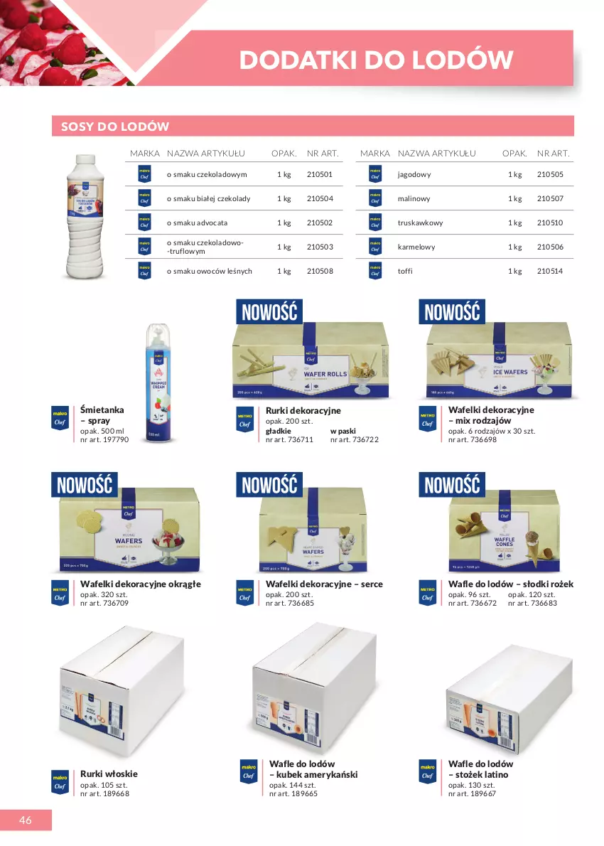 Gazetka promocyjna Makro - [Oferta specjalna] Katalog produktowy 2021 - ważna 01.06 do 31.12.2021 - strona 46 - produkty: Kubek, Rurki, Ser, Sos, Wafle, Wafle do lodów