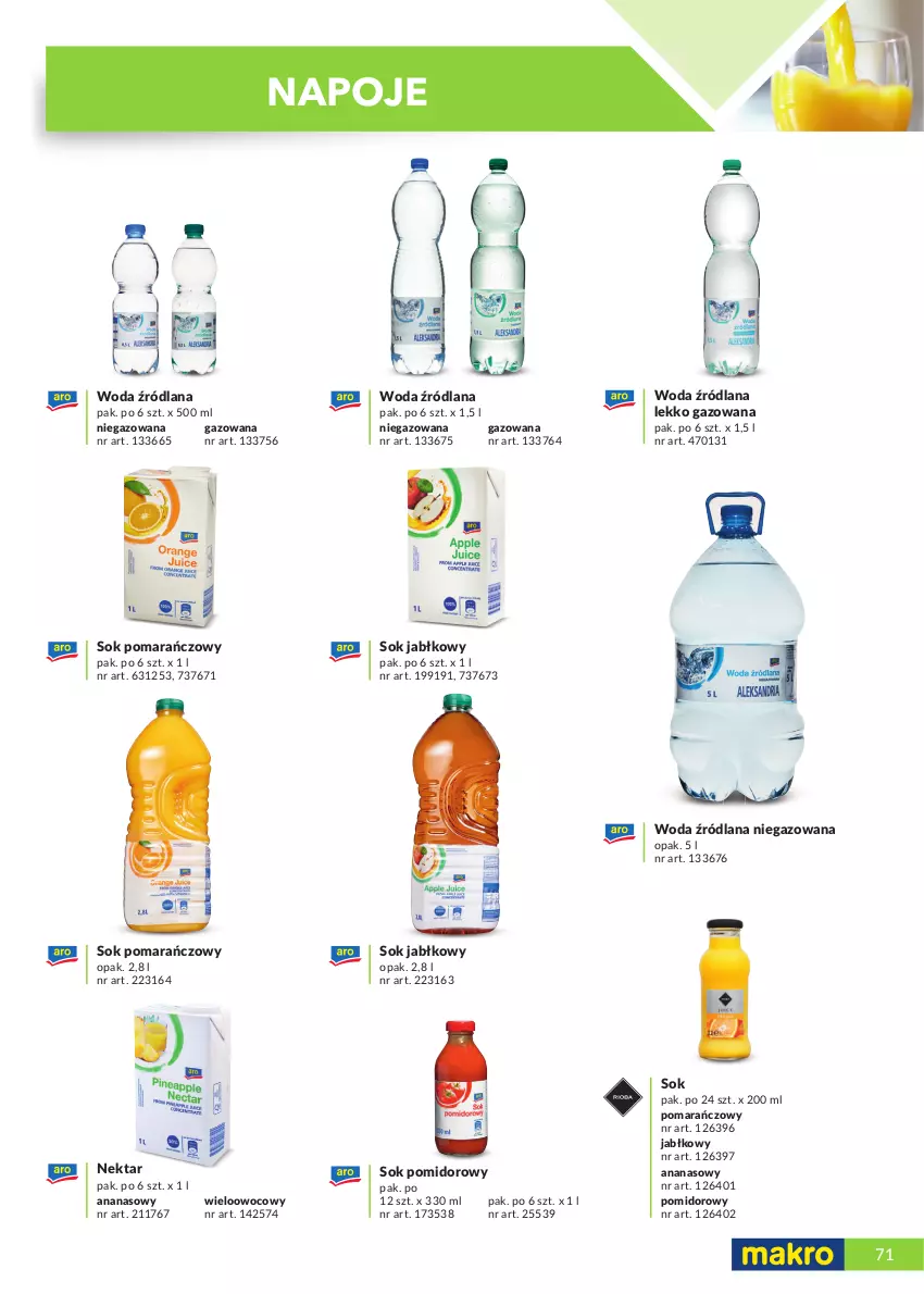 Gazetka promocyjna Makro - [Oferta specjalna] Katalog produktowy 2021 - ważna 01.06 do 31.12.2021 - strona 71 - produkty: Ananas, LANA, Nektar, Sok, Sok jabłkowy, Sok pomarańczowy, Sok pomidorowy, Woda