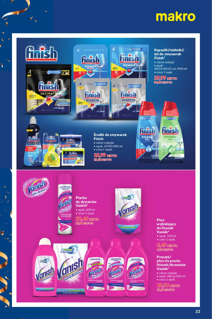 Gazetka promocyjna Makro - Katalog Dostawcy - ważna 05.03 do 30.03.2024 - strona 33 - produkty: Dywan, Finish, Płyn do prania, Tablet, Vanish