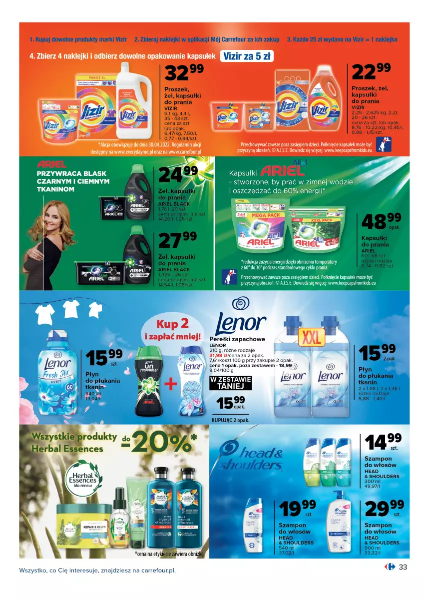 Gazetka promocyjna Carrefour - Gazetka Mieszkaj przytulnie i miło - ważna 18.01 do 30.01.2022 - strona 33 - produkty: Ariel, Dzieci, Kapsułki do prania, Klej, Kosz, Lenor, Perełki zapachowe, Vizir