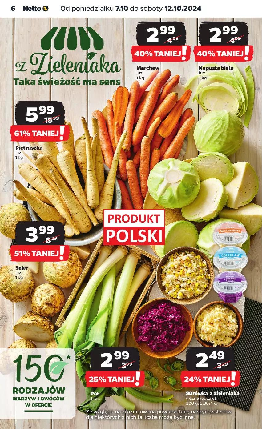 Gazetka promocyjna Netto - Artykuły spożywcze - ważna 07.10 do 12.10.2024 - strona 6 - produkty: Pietruszka, Por, Surówka