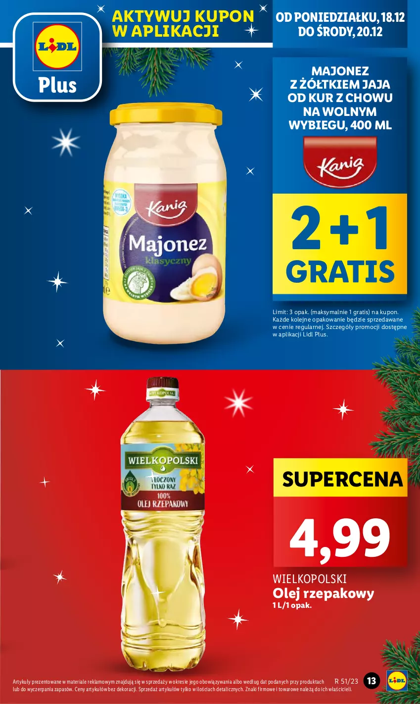 Gazetka promocyjna Lidl - GAZETKA - ważna 18.12 do 20.12.2023 - strona 13 - produkty: Gra, Jaja, Majonez, Olej, Olej rzepakowy