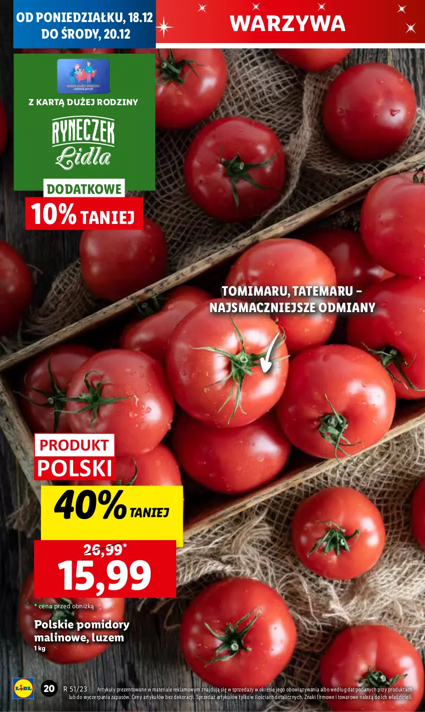 Gazetka promocyjna Lidl - GAZETKA - ważna 18.12 do 20.12.2023 - strona 22 - produkty: Chleb, Owoce, Pomidory, Ser, Warzywa, Warzywa i owoce