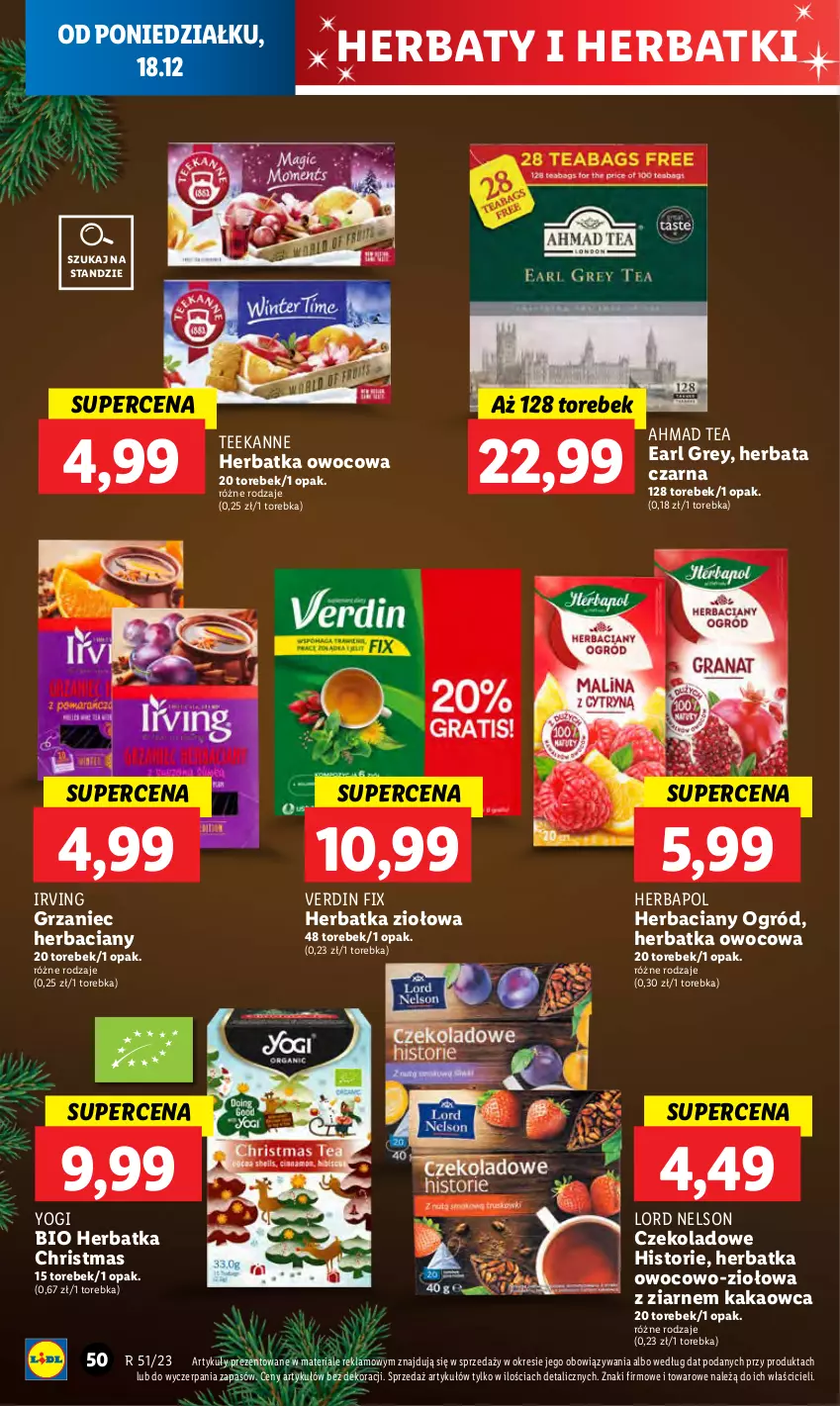 Gazetka promocyjna Lidl - GAZETKA - ważna 18.12 do 20.12.2023 - strona 56 - produkty: Earl Grey, Herbapol, Herbata, Herbata czarna, Irving, Kakao, Ogród, Teekanne, Torebka