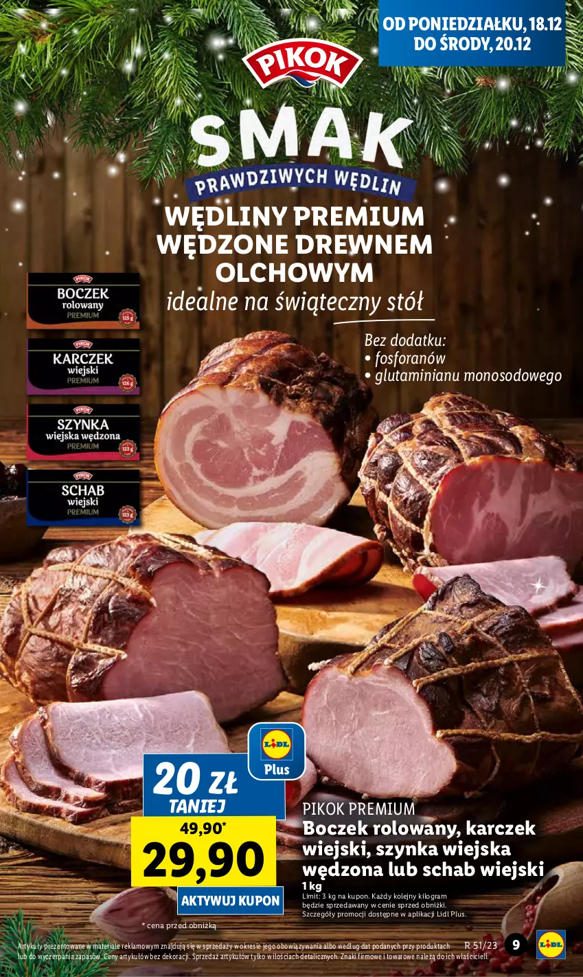 Gazetka promocyjna Lidl - GAZETKA - ważna 18.12 do 20.12.2023 - strona 9 - produkty: Boczek, Gra, Olej, PIKOK, Stół, Szynka