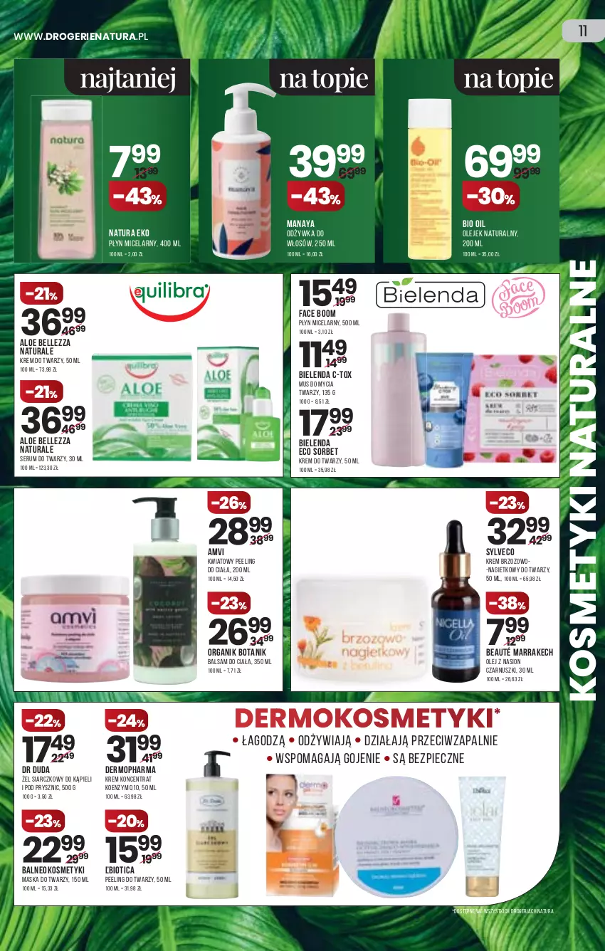 Gazetka promocyjna Drogerie Natura - Gazetka Drogerie Natura - ważna 26.08 do 08.09.2021 - strona 11 - produkty: Balsam do ciała, Bell, Bielenda, Duda, Fa, Koenzym Q10, Krem do twarzy, Maska, Maska do twarzy, Mop, Mus, Odżywka, Olej, Peeling, Piec, Płyn micelarny, Rum, Ser, Serum, Serum do twarzy, Top