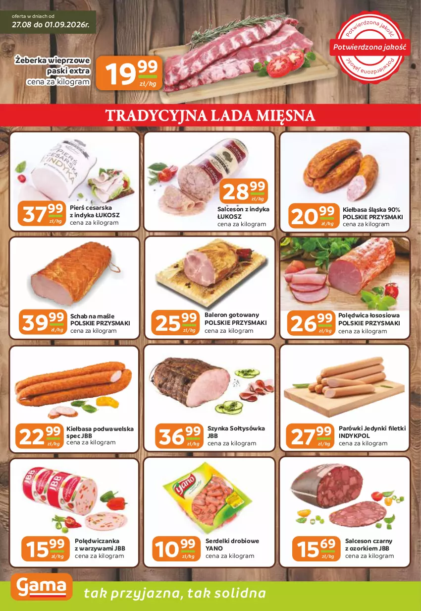 Gazetka promocyjna Gama - Gazetka Gama - ważna 27.08 do 08.09.2026 - strona 2 - produkty: Gra, Kiełbasa, Kiełbasa podwawelska, Kiełbasa śląska, Kosz, Parówki, Polędwica, Przysmaki, Salceson, Ser, Serdelki, Sos, Szynka, Warzywa, Wawel