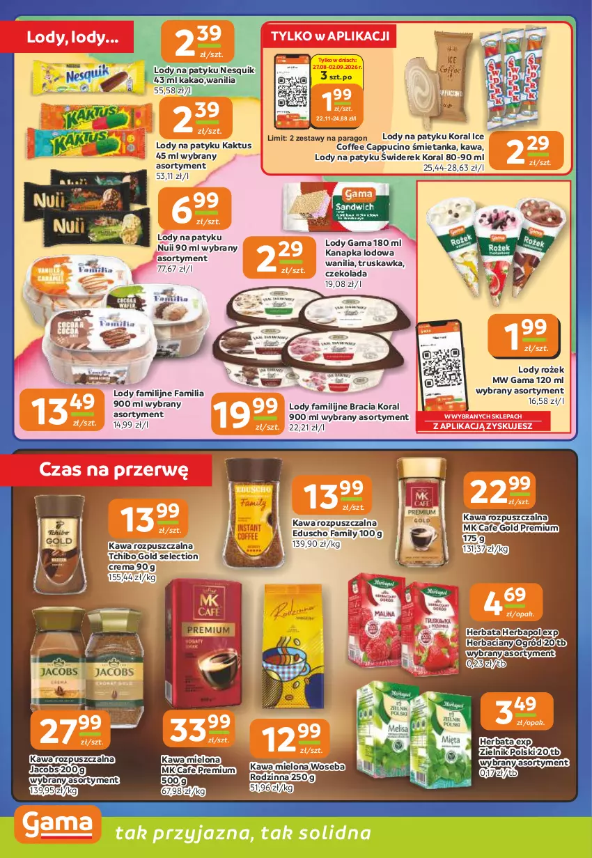 Gazetka promocyjna Gama - Gazetka Gama - ważna 27.08 do 08.09.2026 - strona 6 - produkty: Czekolada, Fa, Herbapol, Herbata, Jacobs, Kakao, Kaktus, Kawa, Kawa mielona, Kawa rozpuszczalna, Lody, Nesquik, Ogród, Tchibo, Woseba