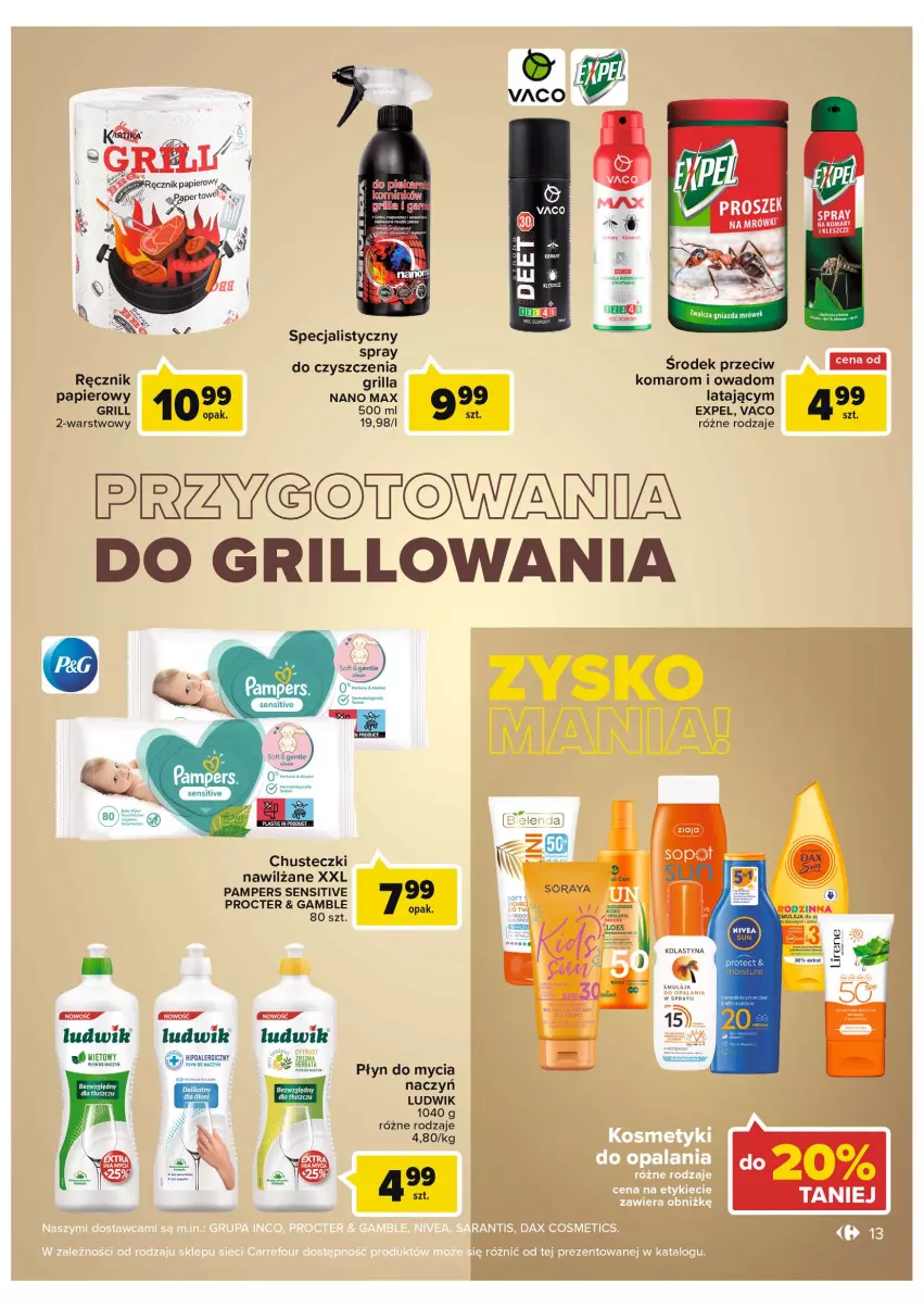 Gazetka promocyjna Carrefour - Gazetka Grillowe klasyki gatunku - ważna 07.06 do 18.06.2022 - strona 13 - produkty: Chusteczki, Emulsja, Grill, Ludwik, Pampers, Papier, Płyn do mycia, Por, Ręcznik