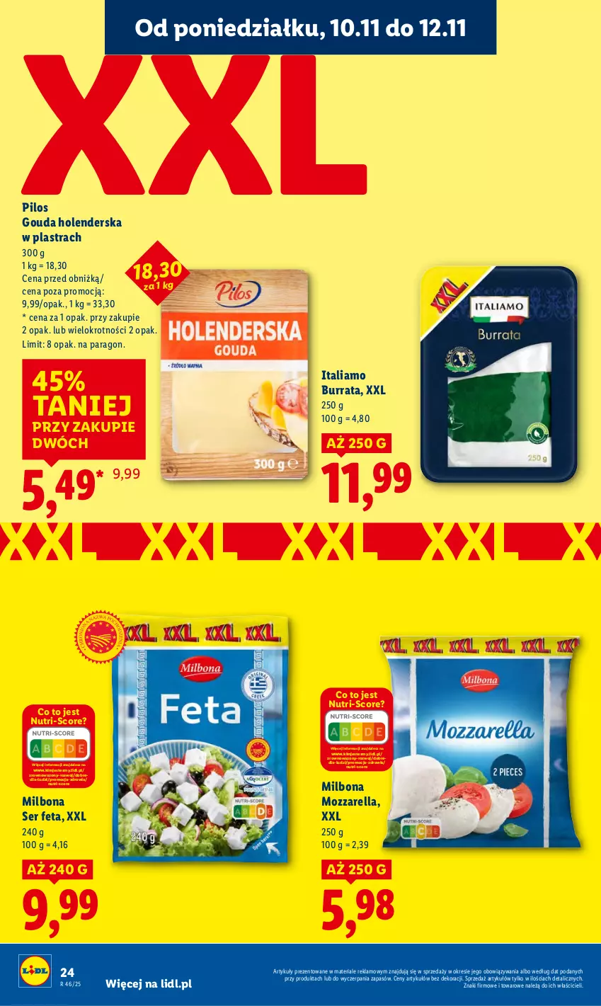 Gazetka promocyjna Lidl - GAZETKA - ważna 10.11 do 12.11.2025 - strona 24 - produkty: Burrata, Feta, Gouda, Mozzarella, Pilos, Ser, Wazon