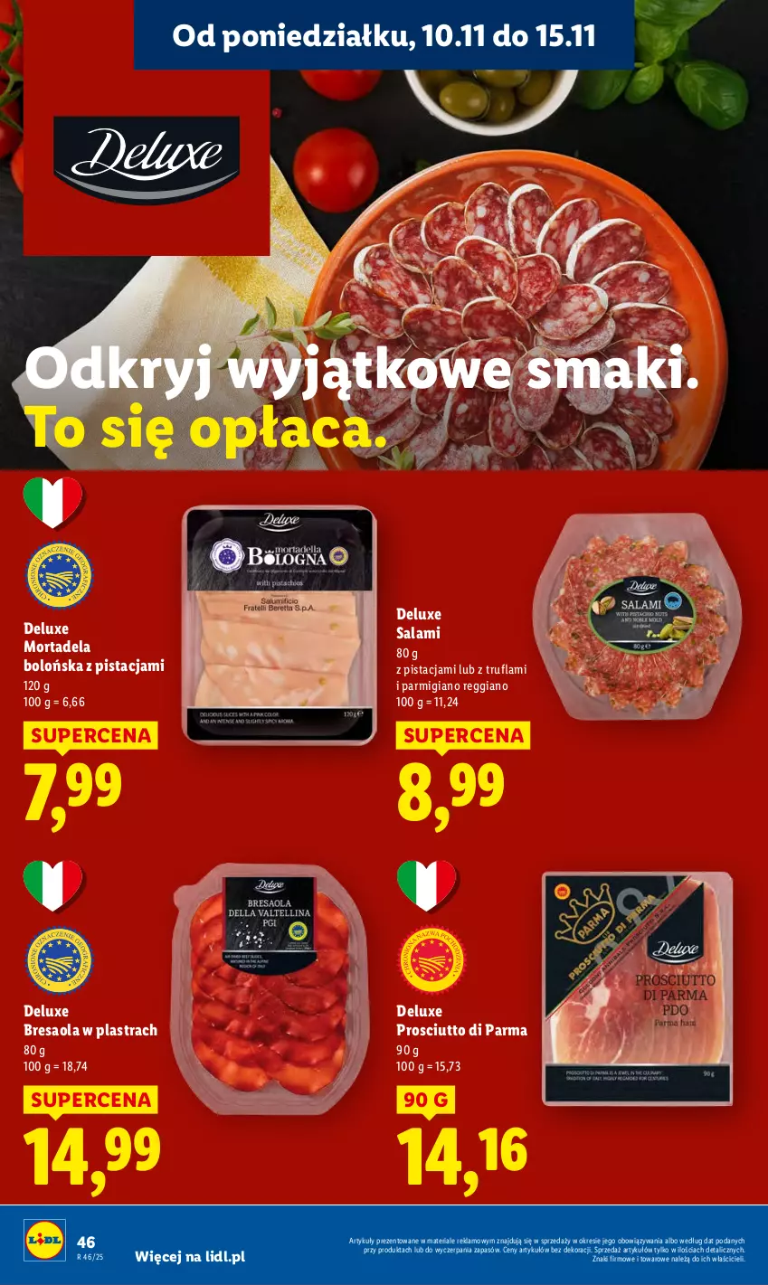 Gazetka promocyjna Lidl - GAZETKA - ważna 10.11 do 12.11.2025 - strona 46 - produkty: Bresaola, Prosciutto, Salami