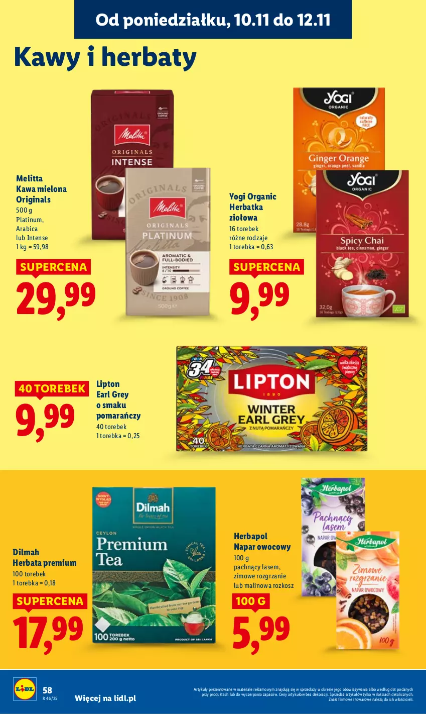 Gazetka promocyjna Lidl - GAZETKA - ważna 10.11 do 12.11.2025 - strona 60 - produkty: BIC, Dilmah, Earl Grey, Gin, Herbapol, Herbata, Kawa, Kawa mielona, Kosz, Lipton, Torebka