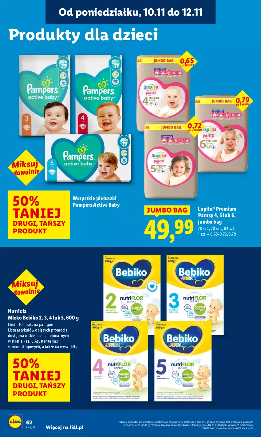 Gazetka promocyjna Lidl - GAZETKA - ważna 10.11 do 12.11.2025 - strona 64 - produkty: Bebiko, Dzieci, Mleko, O Bag, Pampers