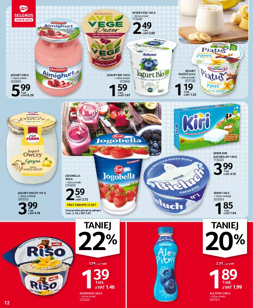 Gazetka promocyjna Selgros - Oferta spożywcza - ważna 30.09 do 13.10.2021 - strona 12 - produkty: Bell, Bella, Deser, Jogobella, Jogurt, Jogurt bio, Ser, Serek