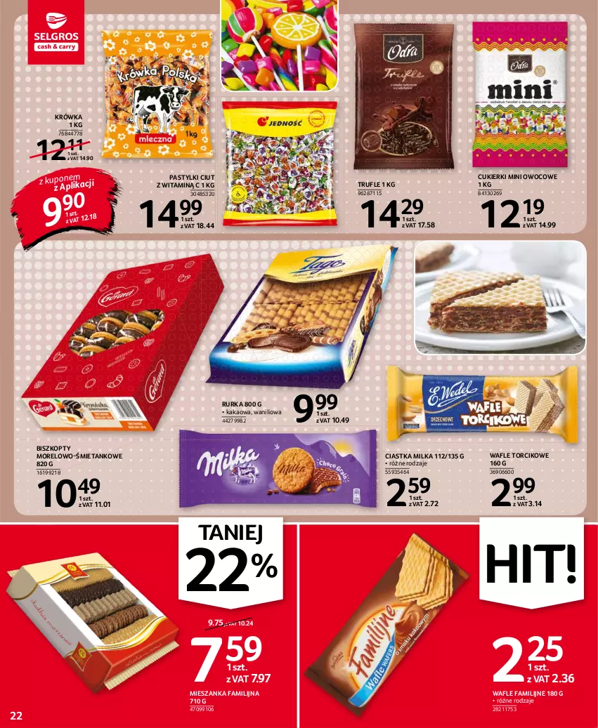 Gazetka promocyjna Selgros - Oferta spożywcza - ważna 30.09 do 13.10.2021 - strona 22 - produkty: Biszkopty, Ciastka, Cukier, Cukierki, Fa, Kakao, Milka, Pastylki, Wafle