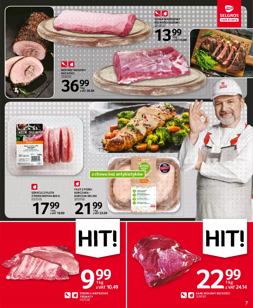 Gazetka promocyjna Selgros - Oferta spożywcza - ważna 30.09 do 13.10.2021 - strona 7 - produkty: Filet z piersi kurczaka, Kark wołowy, Kurczak, Rostbef, Schab wieprzowy