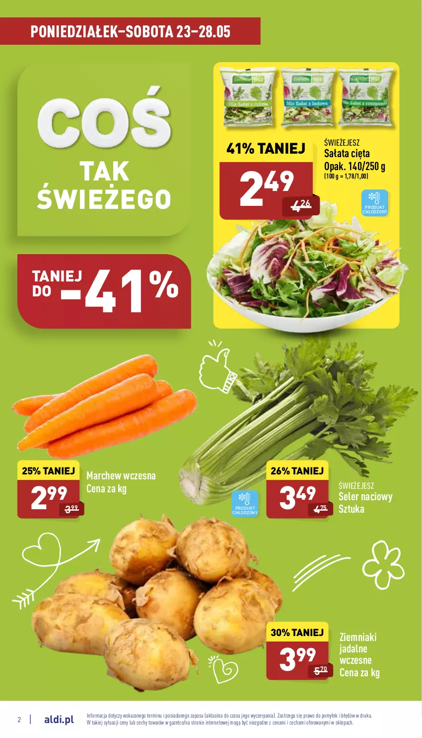 Gazetka promocyjna Aldi - Katalog spożywczy - ważna 23.05 do 28.05.2022 - strona 2 - produkty: Sałat, Seler naciowy, Ziemniaki