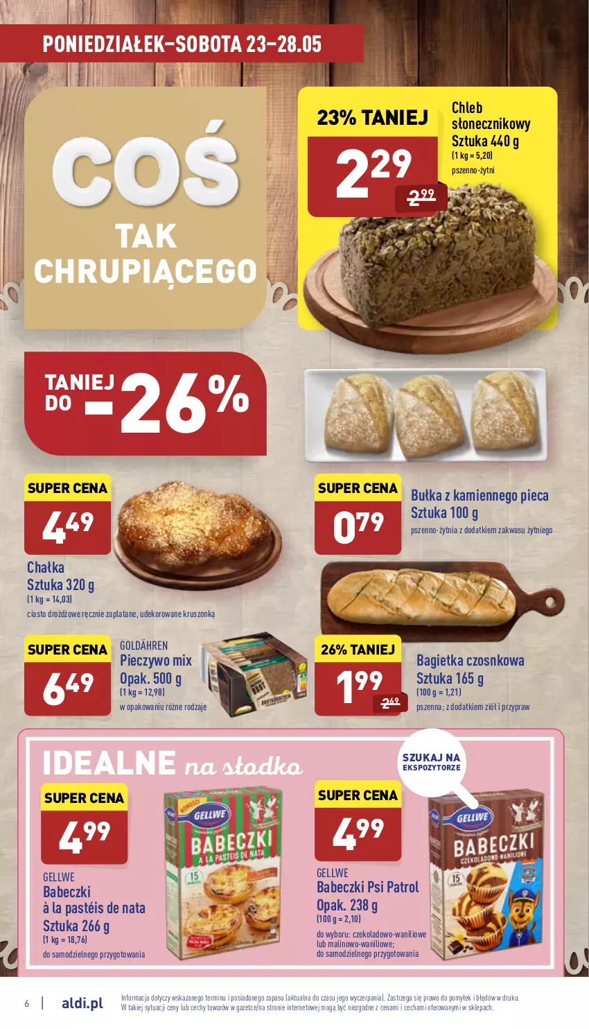 Gazetka promocyjna Aldi - Katalog spożywczy - ważna 23.05 do 28.05.2022 - strona 6 - produkty: Babeczki, Bagietka, Bagietka czosnkowa, Bułka, Chleb, Piec, Pieczywo, Psi Patrol