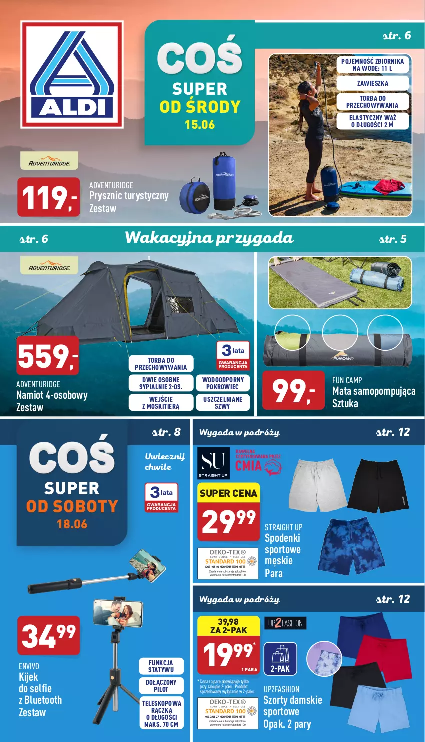 Gazetka promocyjna Aldi - Zaplanuj zakupy wcześniej - ważna 15.06 do 18.06.2022 - strona 1 - produkty: Fa, Kije, Mop, Namiot, Pokrowiec, Por, Sport, Szorty, Teleskop, Torba