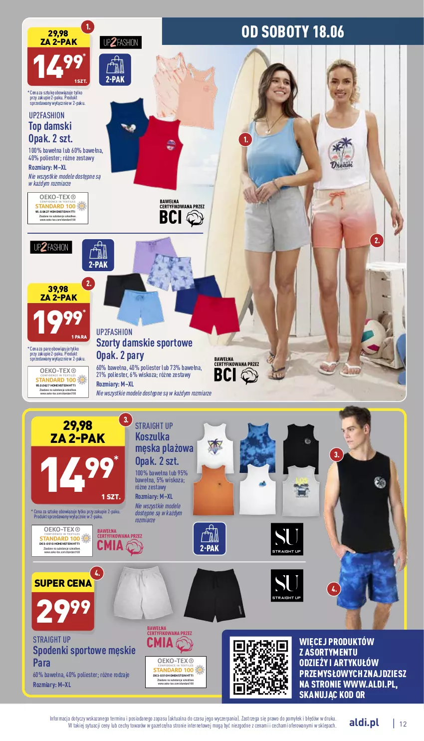 Gazetka promocyjna Aldi - Zaplanuj zakupy wcześniej - ważna 15.06 do 18.06.2022 - strona 12 - produkty: Fa, Kosz, Koszulka, Por, Sport, Szorty, Top, Wełna