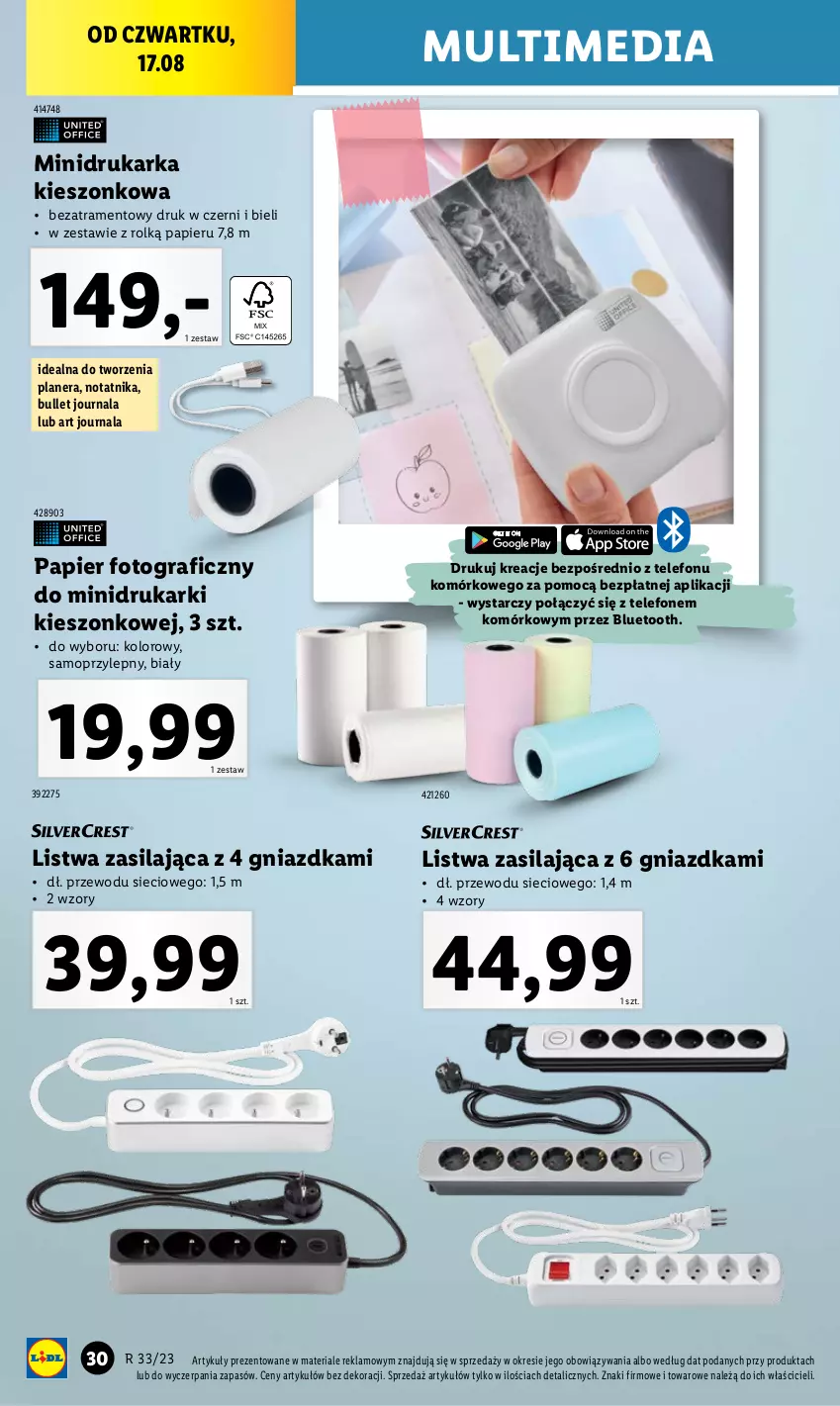 Gazetka promocyjna Lidl - GAZETKA - ważna 14.08 do 19.08.2023 - strona 34 - produkty: Drukarka, Drukarki, Gra, Listwa, Mop, Papier, Telefon