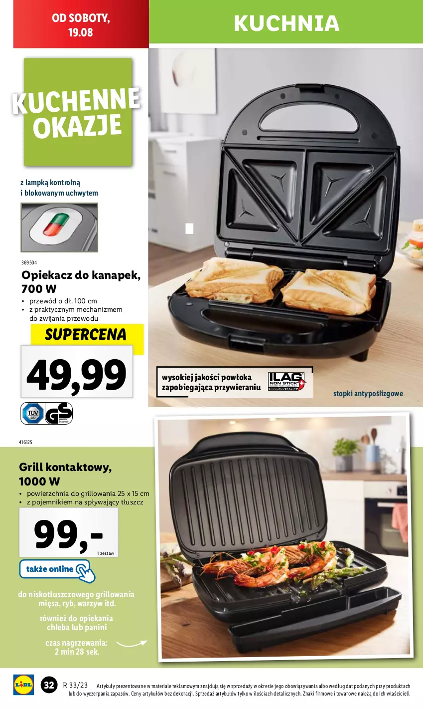 Gazetka promocyjna Lidl - GAZETKA - ważna 14.08 do 19.08.2023 - strona 36 - produkty: Chleb, Grill, Grill kontaktowy, Kuchnia, Opiekacz do kanapek, Pojemnik, Przewód, Sok, Top