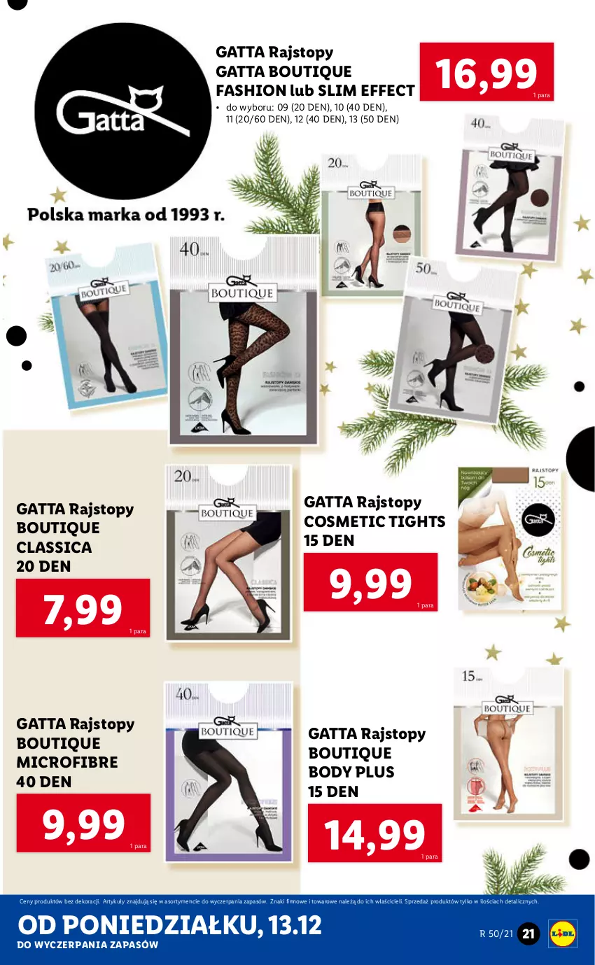 Gazetka promocyjna Lidl - GAZETKA - ważna 13.12 do 19.12.2021 - strona 21 - produkty: Body, Fa, Gatta, Rajstopy, Top