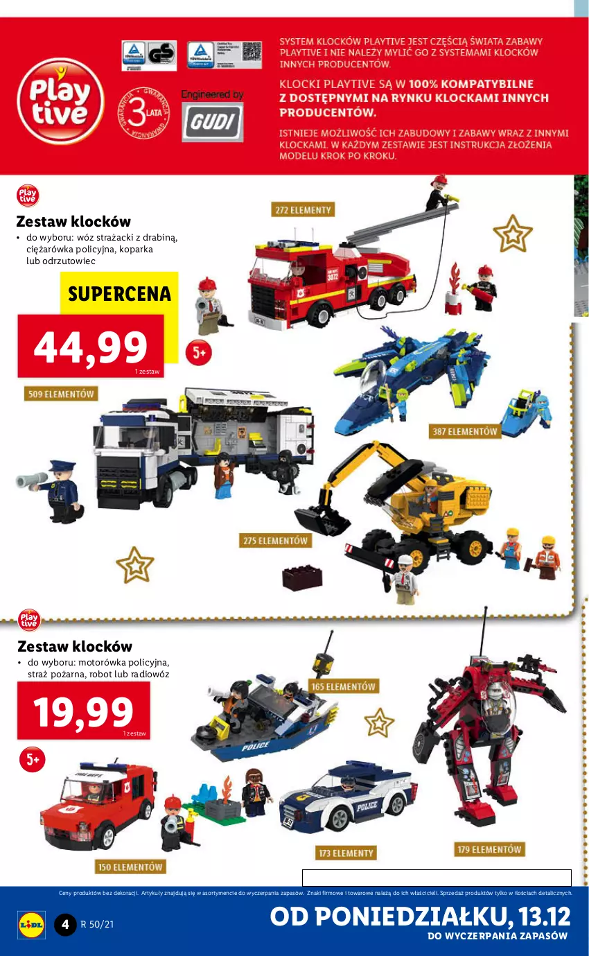 Gazetka promocyjna Lidl - GAZETKA - ważna 13.12 do 19.12.2021 - strona 4 - produkty: Motorówka, Parka, Robot, Straż pożarna, Wóz strażacki