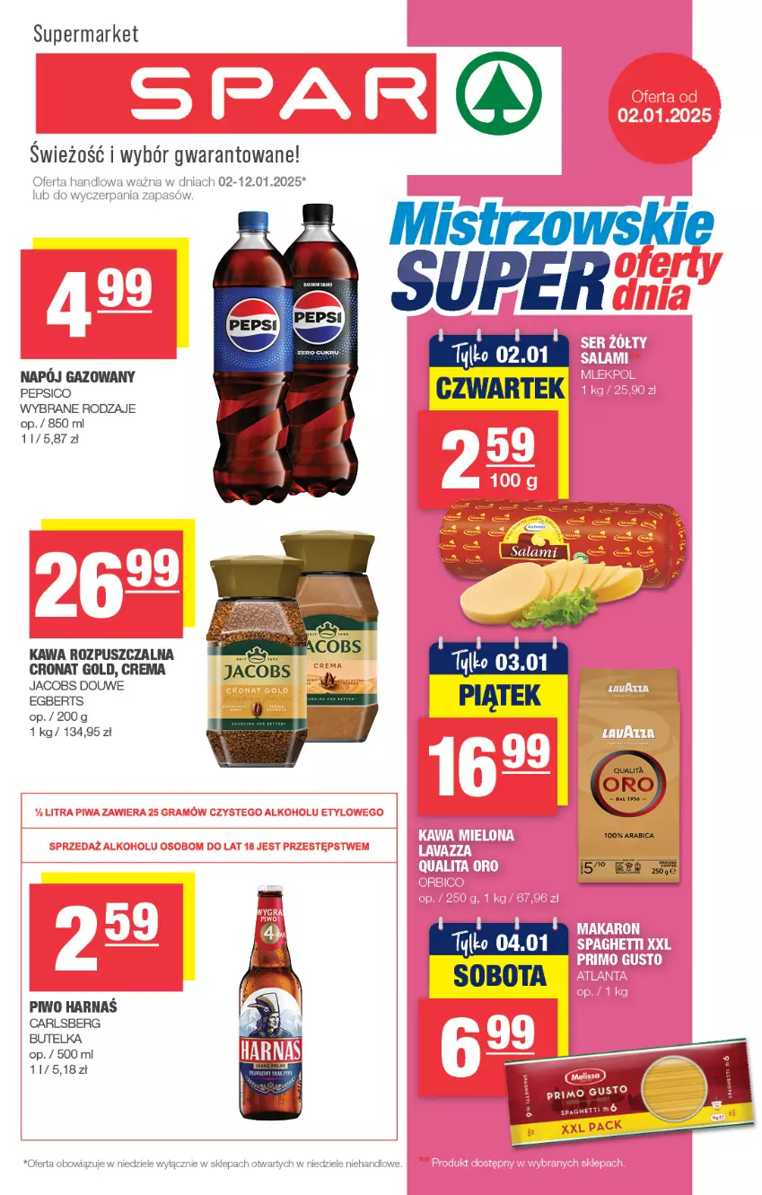 Gazetka promocyjna Spar - Spar - ważna 01.01 do 11.01.2025 - strona 1 - produkty: Carlsberg, Jacobs, Kawa, Kawa rozpuszczalna, Pepsi, Piwo