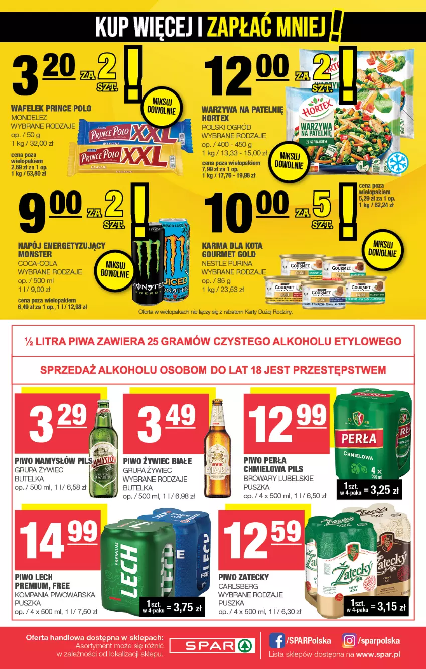 Gazetka promocyjna Spar - Spar - ważna 01.01 do 11.01.2025 - strona 8 - produkty: Carlsberg, Coca-Cola, Gourmet Gold, Hortex, Lech Premium, Namysłów, Perła, Piwo, Prince Polo, Pur, Purina, Wafelek, Warzywa