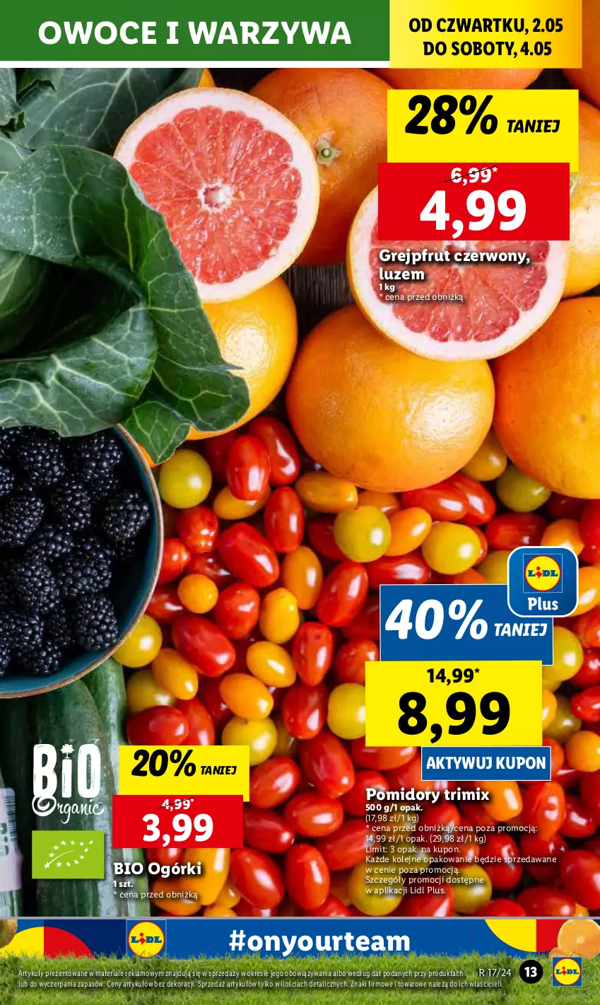 Gazetka promocyjna Lidl - GAZETKA - ważna 02.05 do 04.05.2024 - strona 15 - produkty: Grejpfrut, Olej, Owoce, Pomidory, Warzywa