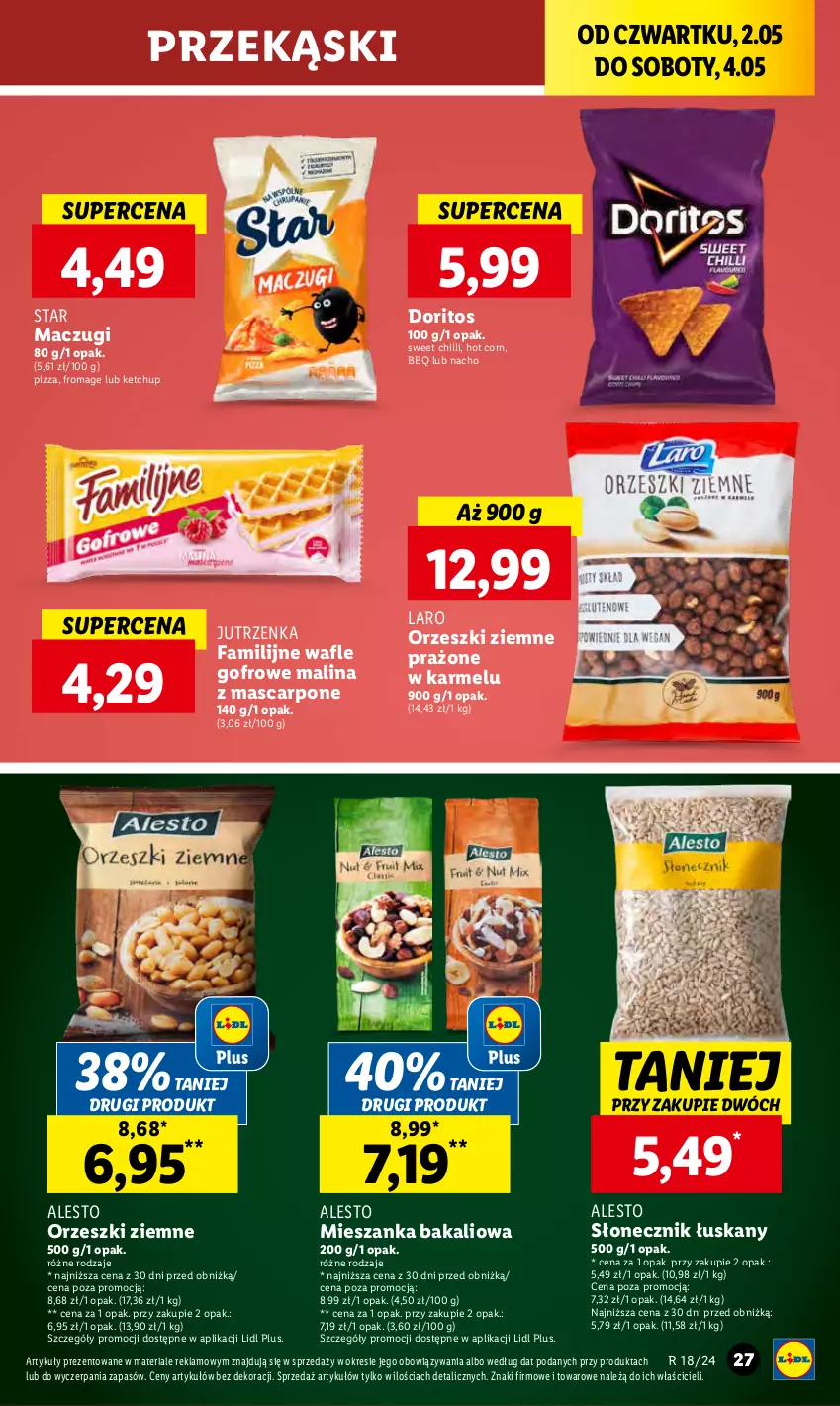 Gazetka promocyjna Lidl - GAZETKA - ważna 02.05 do 04.05.2024 - strona 39 - produkty: Fa, Jutrzenka, Ketchup, Mascarpone, Mieszanka bakaliowa, Orzeszki, Orzeszki ziemne, Pizza, Wafle