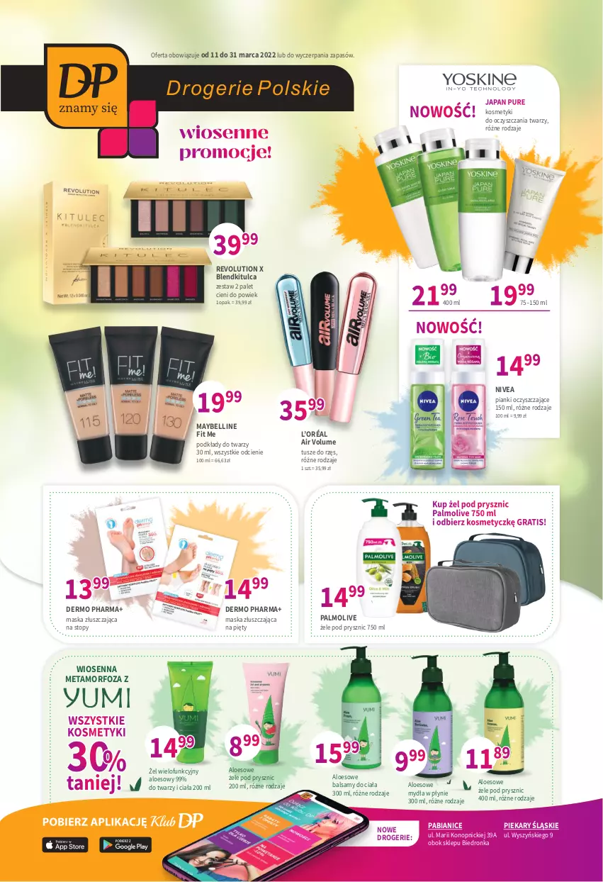 Gazetka promocyjna Drogerie Polskie - Gazetka - ważna 11.03 do 31.03.2022 - strona 1 - produkty: Bell, Gra, L’Oréal, Maybelline, Nivea, Palmolive, Pur, Top