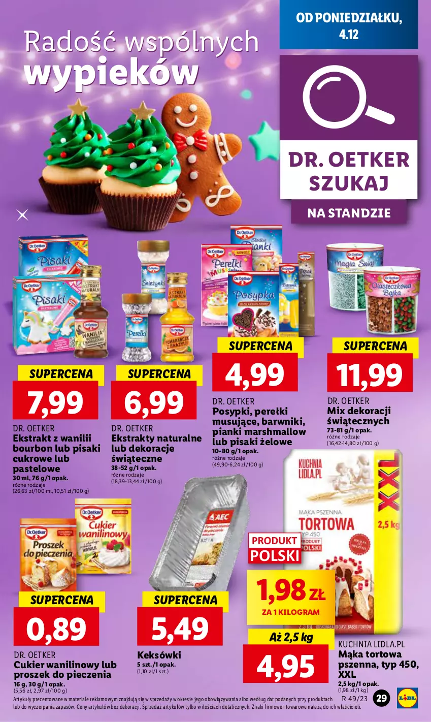 Gazetka promocyjna Lidl - GAZETKA - ważna 04.12 do 06.12.2023 - strona 33 - produkty: Bourbon, Cukier, Cukier wanilinowy, Dr. Oetker, Gra, Kuchnia, Mąka, Mąka tortowa, Mars, Mus, Piec, Proszek do pieczenia