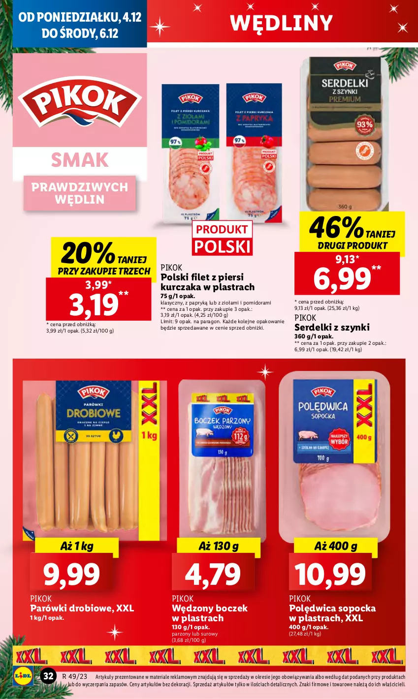 Gazetka promocyjna Lidl - GAZETKA - ważna 04.12 do 06.12.2023 - strona 36 - produkty: Boczek, Filet z piersi kurczaka, Kurczak, Olej, Parówki, PIKOK, Polędwica, Ser, Serdelki